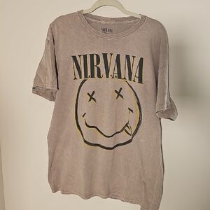 NIRVANA Tan Smiley Face Tee